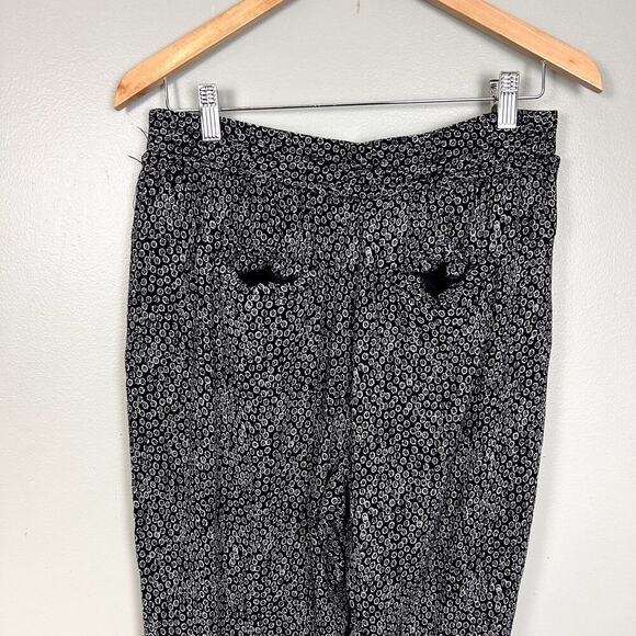 Anthro ett:twa Track Jogger Black White Printed Viscose Pants Side Stripe Medium - Picture 6 of 10